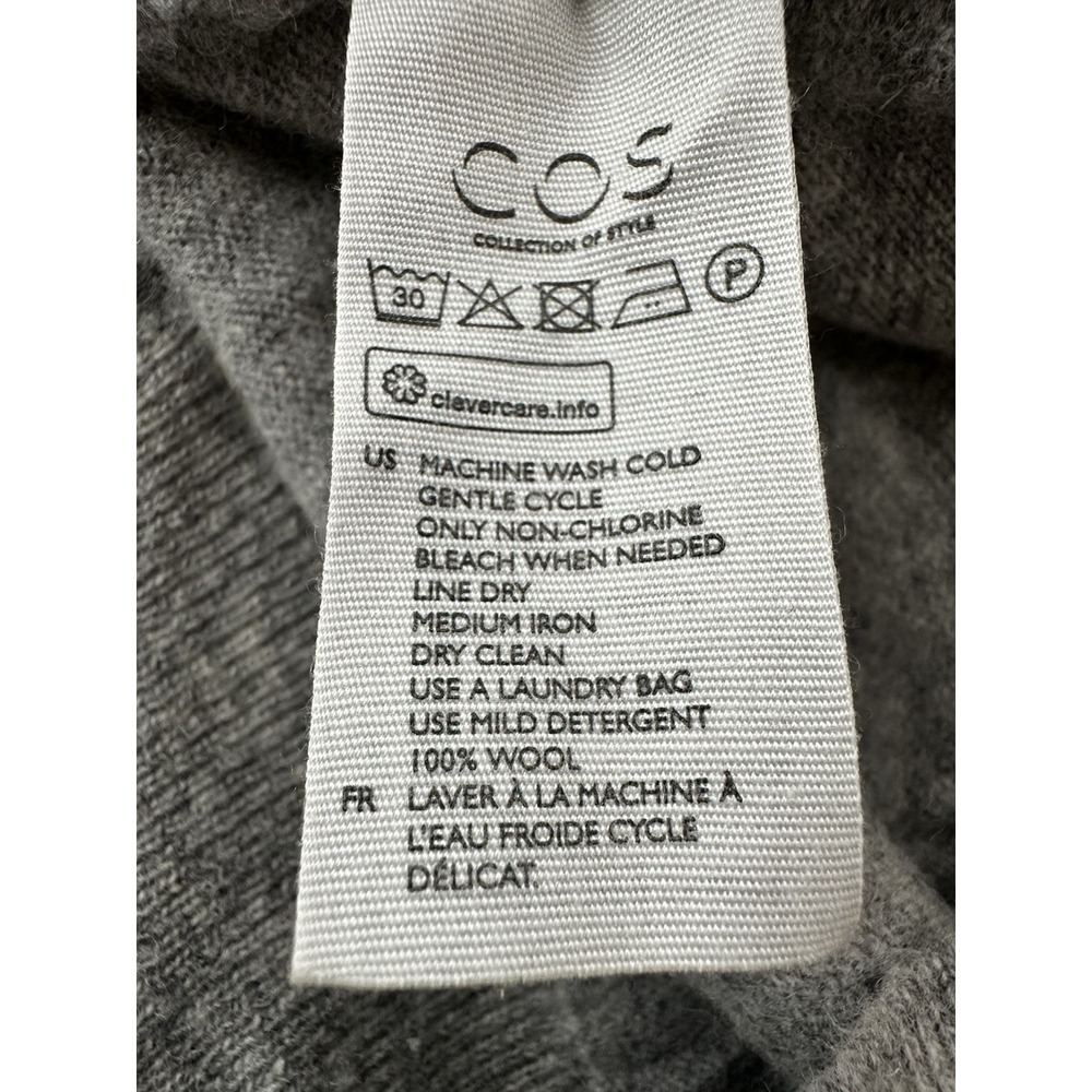 COS 100%  Wool Midi Sweater Dress Women's‎ Size XS Gray Oversized Cozy Stretch - Picture 6 of 11